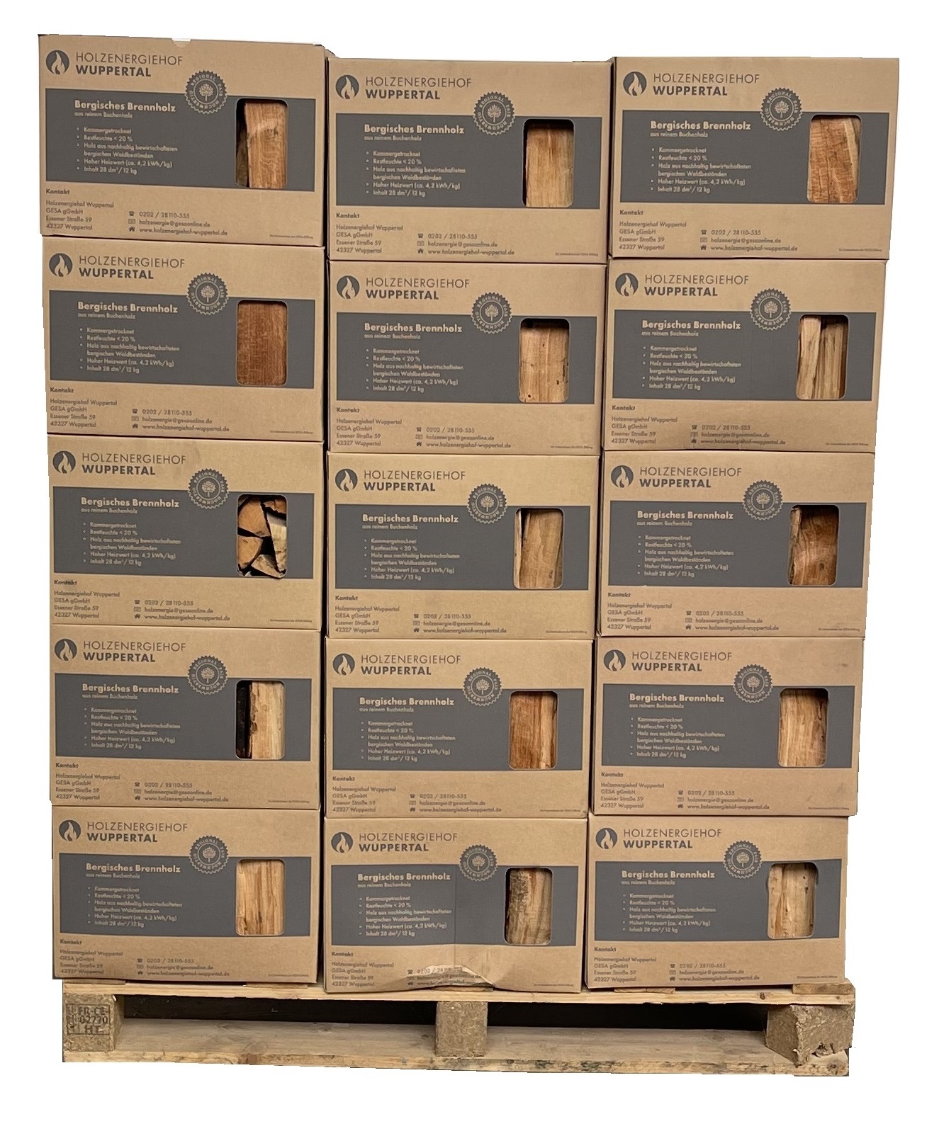 Buchenholz im Karton (Palette á 45 Kartons)